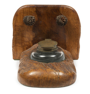 An Australian casuarina inkwell, 19th century, ​14cm high, 17cm wide, 17cm deep