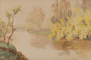 ARTHUR THOMAS WOODWARD (1865-1943), Yarra River, Melbourne, watercolour, signed lower left "A. Woodward, 1919", ​25 x 38cm