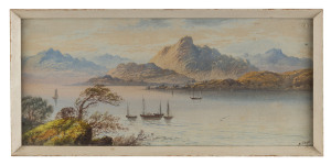 WILLIAM HENRY EARP (New Zealand, working 1870s), lake scene, South Island, watercolour, signed lower right "W. Earp", 22 x 50cm