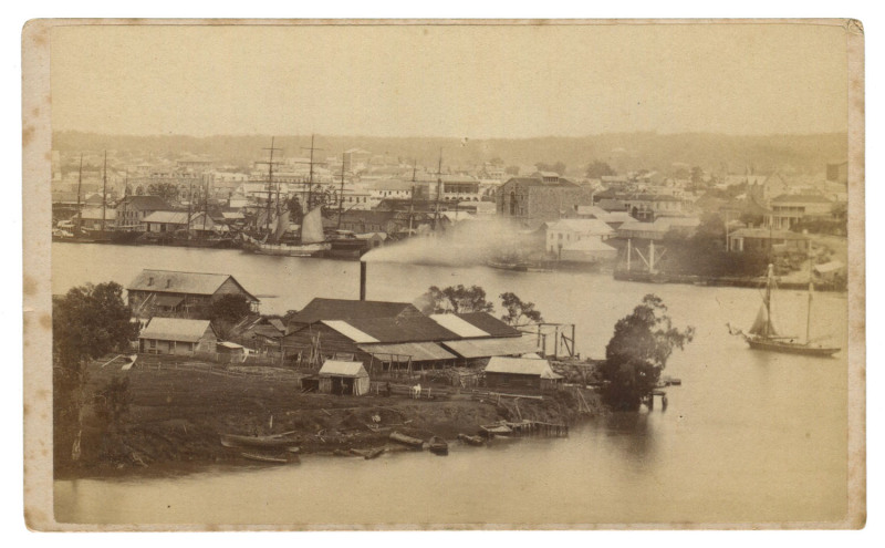 EARLY BRISBANE: group of seven cartes de visite by J.Watson of Queen Street, Brisbane, showing detailed early river front and city views, circa 1870.Watson occupied premises in Queen Street between 1862 and 1875.