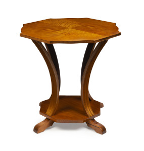 An Australian Art Deco occasional table, figured maple, circa 1930, 67cm high, 65cm wide, 65cm deep