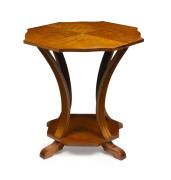 An Australian Art Deco occasional table, figured maple, circa 1930, 67cm high, 65cm wide, 65cm deep