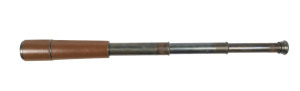 WW1 period expanding telescope with leather bindings and case, broad arrow stamp, ​expands to 80.5cm long