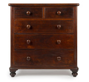 An Australian cedar five drawer chest, 19th century, ​116cm high, 112cm wide, 60cm deep