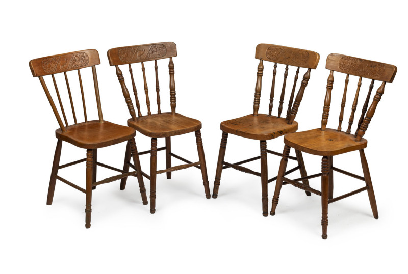 Four kangaroo pressed back dining chairs late 19th century