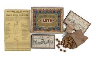 A GAME OF LOTTO, circa 1850 "Nouveau Jeu de Loto Geographique et Universel ou Tableaux des Capitales de L'Univers." [Paris, Chromol de Engelmann et Graf], circa 1850.