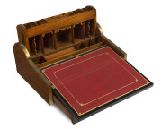 An Anglo-Indian campaign writing slope, ebony, camphor and walnut with brass mounts, tambour roll-top with embossed leather interior with hidden compartments, mid 19th century, 22cm high, 49cm wide, 38cm deep - 2