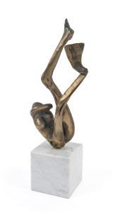 ZOE ELLENBERG (1973 - ) The Swimmer, bronze on Carrara marble base, overall height 39.5cm.