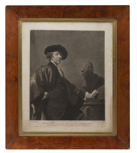 AFTER SIR JOSHUA REYNOLDS (1723-92), A self-portrait of Sir Joshua Reynolds published 1 Dec. 1780, Mezzotint, engraved by V. Green, 54 x 45cm (sheet of paper), in birdseye huon pine frame, overall 72 x 63cm.