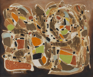R. MORRISON (Australia) Abstract (untitled), oil on canvas laid down on board, signed and dated "1973" lower left, 50 x 60cm.