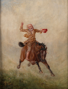 FREDERICK WILLIAM WOODHOUSE, SENIOR (1820 - 1909) (The Horseman), oil on board, signed "Fred. Woodhouse Sen." at lower left,