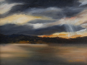 ANN HOLT 7.20pm Bruny Island, 2002, oil on linen, titled & attributed on Christine Abrahams Gallery label, verso, 30 x 40cm