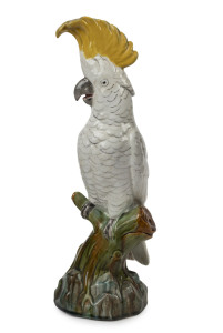 MINTON majolica "Cockatoo" statue, circa 1870, stamped "Minton, England", 37cm high PROVENANCE: Mossgreen Auctions, The Trevor Kennedy Collection, Sydney, Feb. 2017.