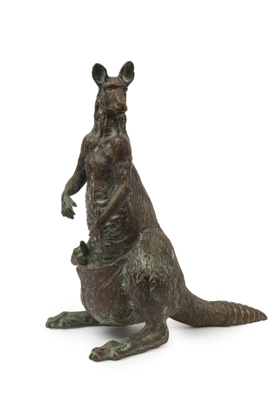 ARTIST UNKNOWN bronze kangaroo and joey, 19th/20th century, ​29.5cm high