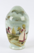 MARTIN BOYD pottery lamp base decorated with village scene titled "Granford", incised "Martin Boyd", ​24cm high