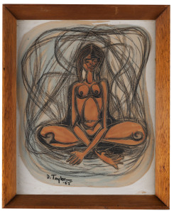 D. TAYLOR, sitting nude, charcoal and gouache, signed lower left "D. Taylor '55", ​40 x 32cm