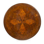 An Australian exhibition sample wood double sided circular table top, inlaid with predominantly Tasmanian timbers including huon pine, musk, myrtle, blackwood and cedar, 19th century, 60cm diameter - 2