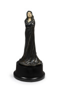 MARGUERITE MAHOOD "Isolation" pottery statue of a woman, signed in ink "Marguerite Mahood, Isolation, '48", incised code 2543, on later wooden plinth, 25cm high