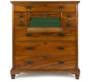 An Anglo-Indian campaign secretaire chest, satinwood with brass fittings, 19th century, ​126cm high, 115cm wide, 53cm deep - 2