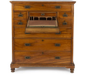 An Anglo-Indian campaign secretaire chest, satinwood with brass fittings, 19th century, ​126cm high, 115cm wide, 53cm deep - 3