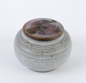 MILTON MOON studio pottery lidded jar, incised mark, ​10cm high, 13cm diameter