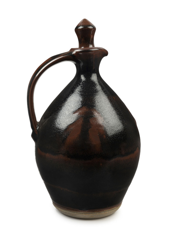 LES BLAKEBROUGH pottery jug with stopper, monogrammed "L. B." with Sturt Pottery mark, 27cm high