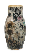 ARTHUR MERRIC BOYD & NEIL DOUGLAS rare pottery vase with kangaroos and emus in Australian bush landscape, incised "A. M. B., Neil Douglas, 1951", ​23.5cm high