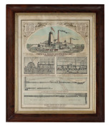 "PRINCE OF WALES GOLD MINING COMPANY, COBBLERS BALLARAT" lithographic poster, circa 1864, by H. Deutsch, Ballarat. With an exterior view of the mine head, interiors of the Quartz Crushing & Engine House, an interior view of the Puddling Machine & Sluicing