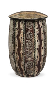 CARL COOPER important Australian pottery lidded vase with incised Aboriginal motif, incised "Carl Cooper, Australia, 1959", 21cm high