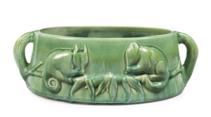 MELROSE WARE green glazed possum trough, stamped "Melrose Ware, Australian", 11cm high, 35cm wide