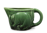 MELROSE WARE green glazed possum jug, stamped "Melrose Ware, Australian", ​11cm high, 20.5cm wide