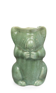MELROSE WARE green glazed koala jug, stamped "Melrose Ware, Australian", 14cm high
