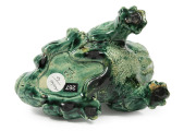 WILLIAM FERRY (VICTORIA ART POTTERY) rare grotesque glazed in green, stamped "W. F. VAP", ​14cm high, 15cm long - 2