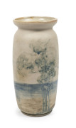 MERRIC BOYD tall pottery vase decorated with Australian landscape, an exceptional example of Boyd's workmanship, painted in the round with evocative landscape including clusters of gumtrees, mountain ranges and brooding storm clouds. One of the earliest a - 2