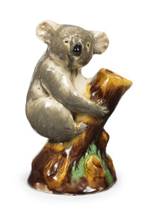 GRACE SECCOMBE large pottery koala tree stump vase, no visible signature, 21.5cm high