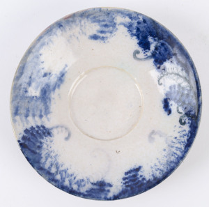 ARTHUR MERRIC BOYD & NEIL DOUGLAS pottery saucer with blue fern border, incised "Neil Douglas, A. M. B.", 15cm diameter
