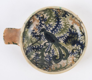 ARTHUR MERRIC BOYD & NEIL DOUGLAS pottery ramekin with lyre bird decoration, signed "Neil Douglas, Australia", incised "A. M. B.", 15cm wide