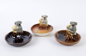 Grace Seccombe style group of three koala dishes, no factory marks, 8cm high, 11cm diameter