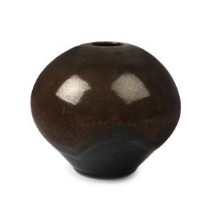 SHIGEO SHIGA spherical studio pottery vase, character mark to base, ​14cm hi, 16cm wide