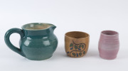 Two pottery jugs and a pottery vase, mid 20th century, ​the largest 10.5cm high