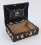 An Anglo-Ceylonese box, porcupine quill, ebony and bone, 19th/20th century, 8cm high, 21.5cm wide, 16.5cm deep - 2