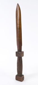 An Australian folk art paper knife in the form of a short sword, fiddleback blackwood with incised decoration and shamrocks, 19th century, ​41cm long