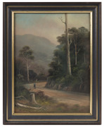 CHARLES YOUNG (1884-1918), swagman in landscape, oil on board, signed lower left "Chas Young", ​40 x 30cm