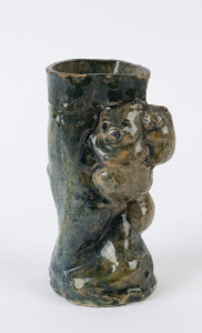 MERRIC BOYD (attributed), pottery tree stump vase with three koalas, 14cm high. PROVENANCE: The Berry Collection, Youngs Auctions, Melbourne, 2009.