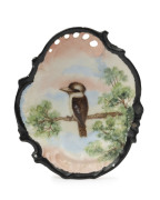 MAY CREETH hand-painted kookaburra dish on porcelain, signed "M. Creeth, Kookaburra, W.A.", 14cm high