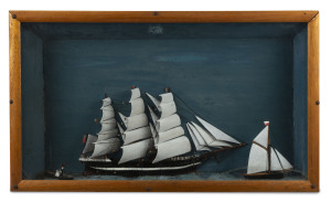 PORT PHILLIP Pilot boat tallship diorama, 19th century, ​49 x 83cm