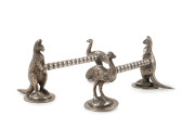 A pair of Australian silver plated knife rests with kangaroo and emu, late 19th century, ​11cm wide