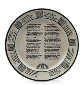 COLE'S BOOK ARCADE MELBOURNE "Cole's Literary Plate", 19th century, stamped "Rd. 54424", ​27.5cm diameter