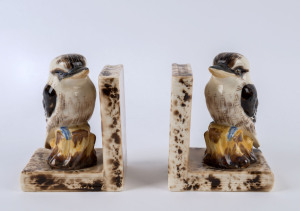Grace Seccombe style pair of kookaburra bookends, 14cm high