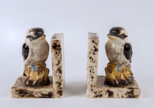 Grace Seccombe style pair of kookaburra bookends, ​14cm high